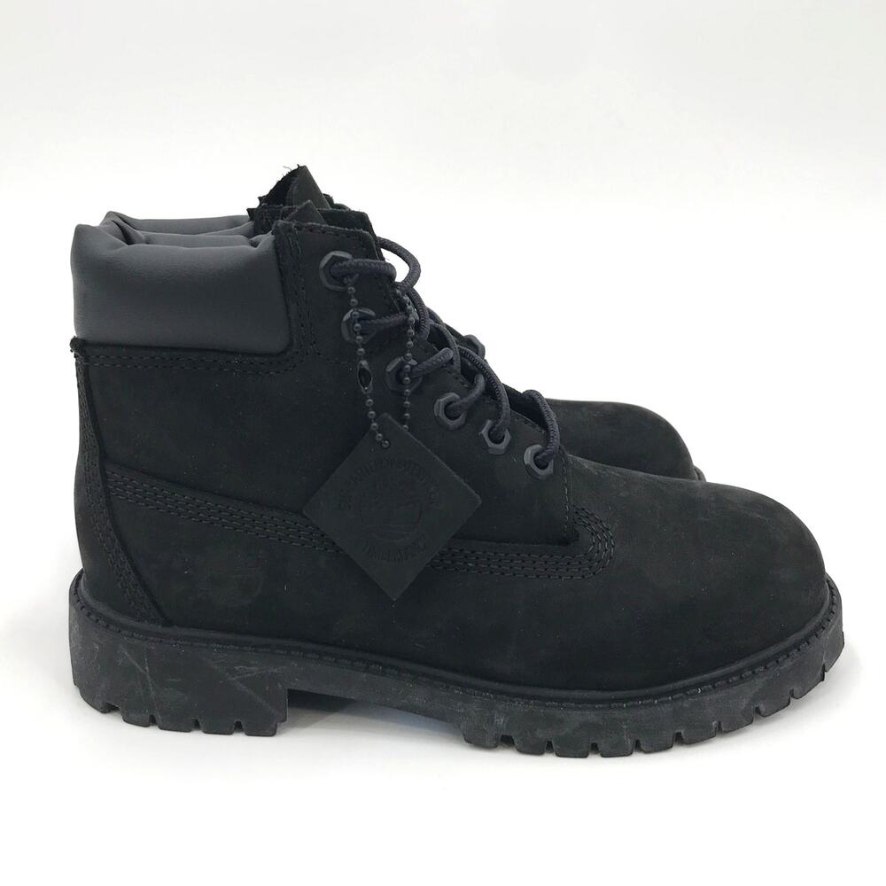 Timberland Kids Classic 6" Premium All Black Waterproof Boots Youth Size 2